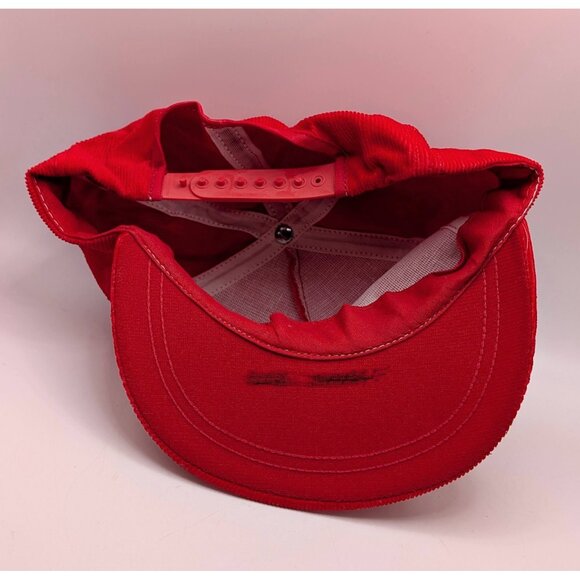 Vintage ITT A-C Pump Red Corduroy Snapback Trucker Hat Cap VTG 80s Fire Pump - Picture 4 of 4